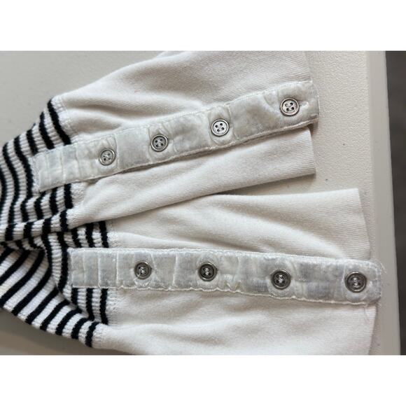 Sundance thermal top black white striped long sleeve with velvet cuff trim Sz XL - Picture 3 of 9